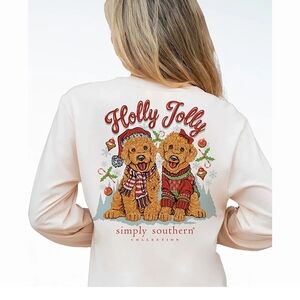 Simply Southern Girls' Holly Jolly Dog Long Sleeve T-shirt
